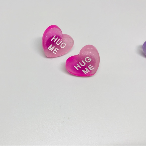 Hug Me Ombré Glitter Conversation Heart Earrings - Picture 4 of 15